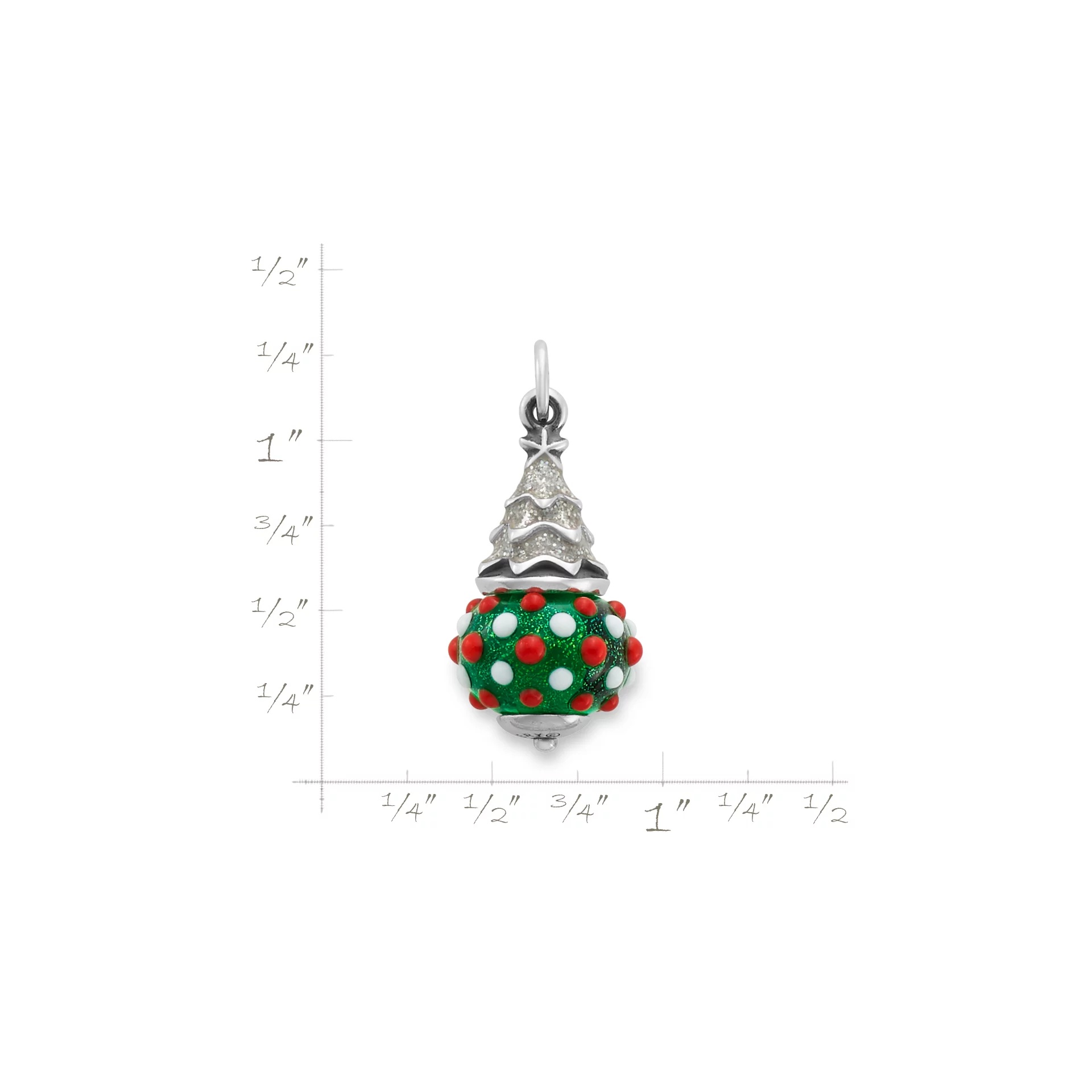 Enamel Glitter Christmas Tree Art Glass Charm - Image 3