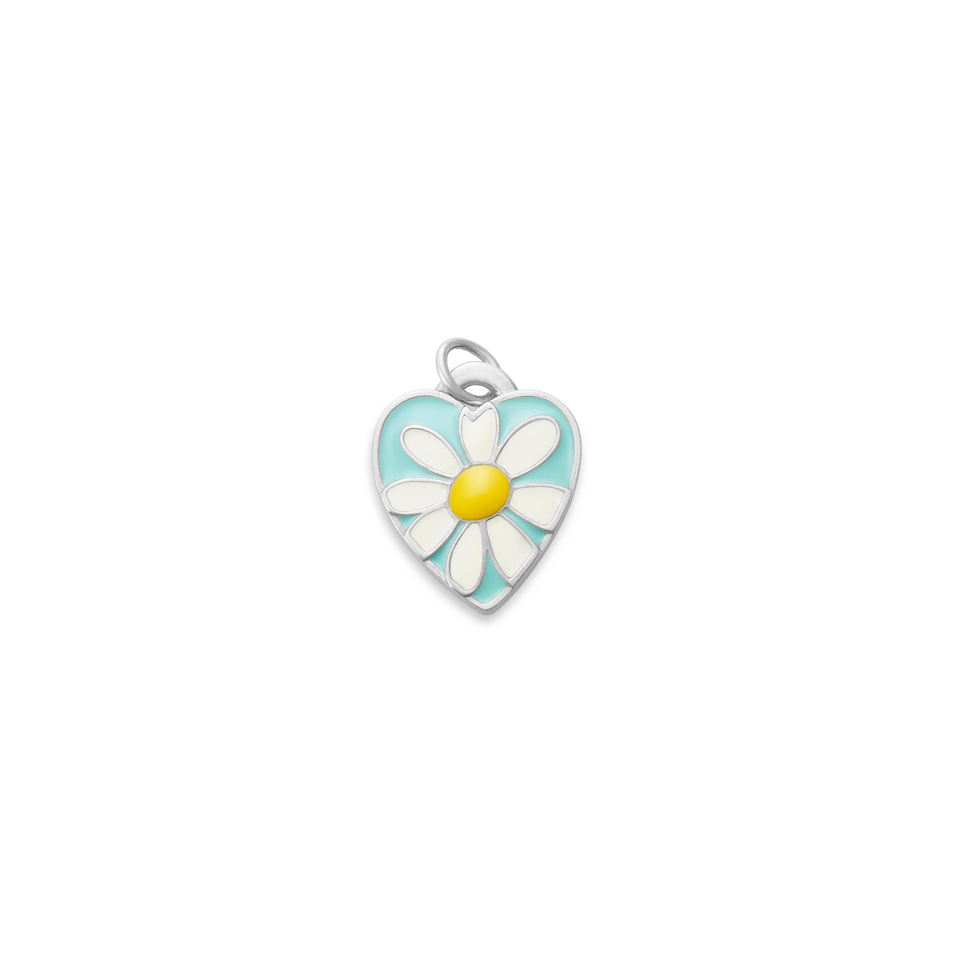 Enamel Daisy Heart Charm