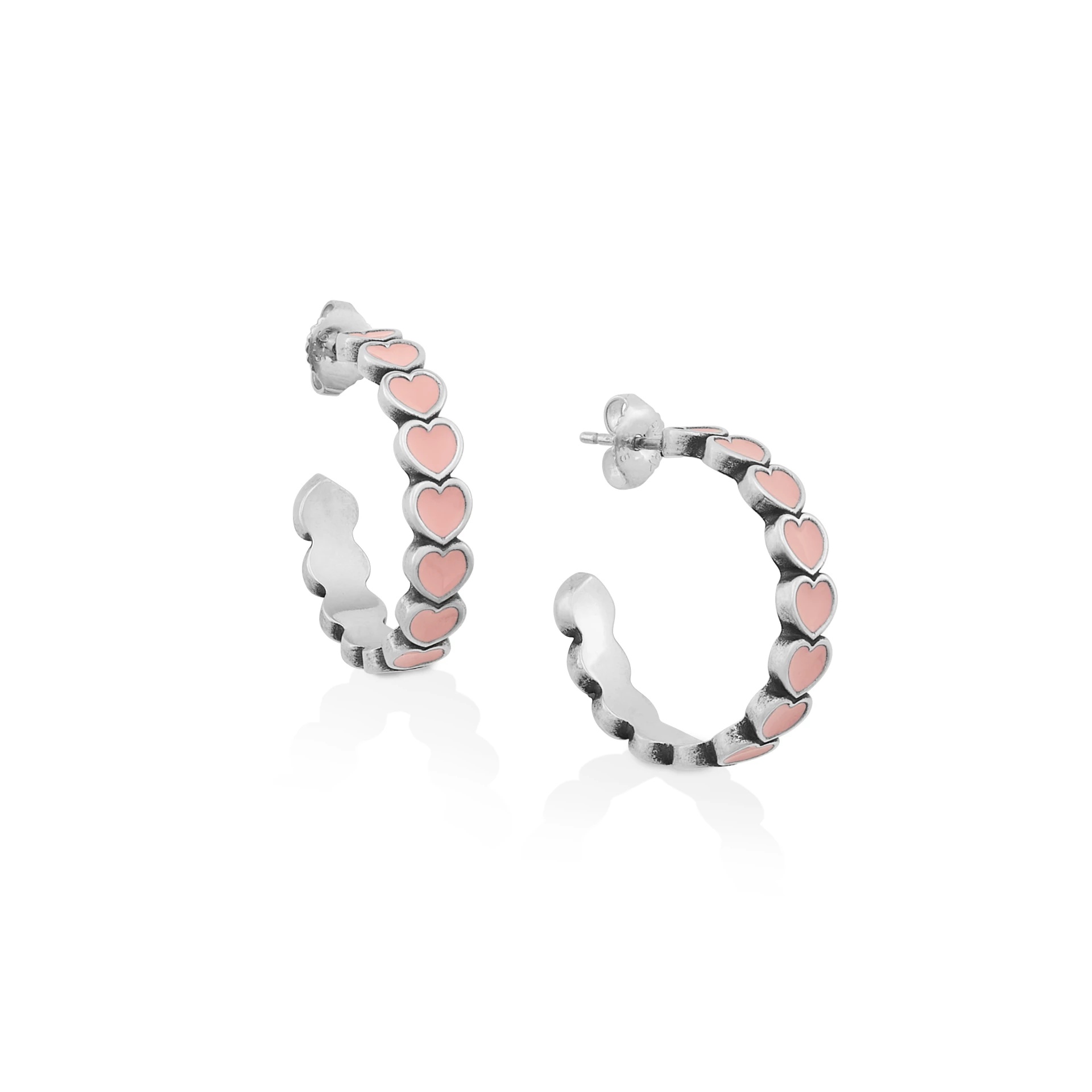 Enamel Connected Hearts Hoops