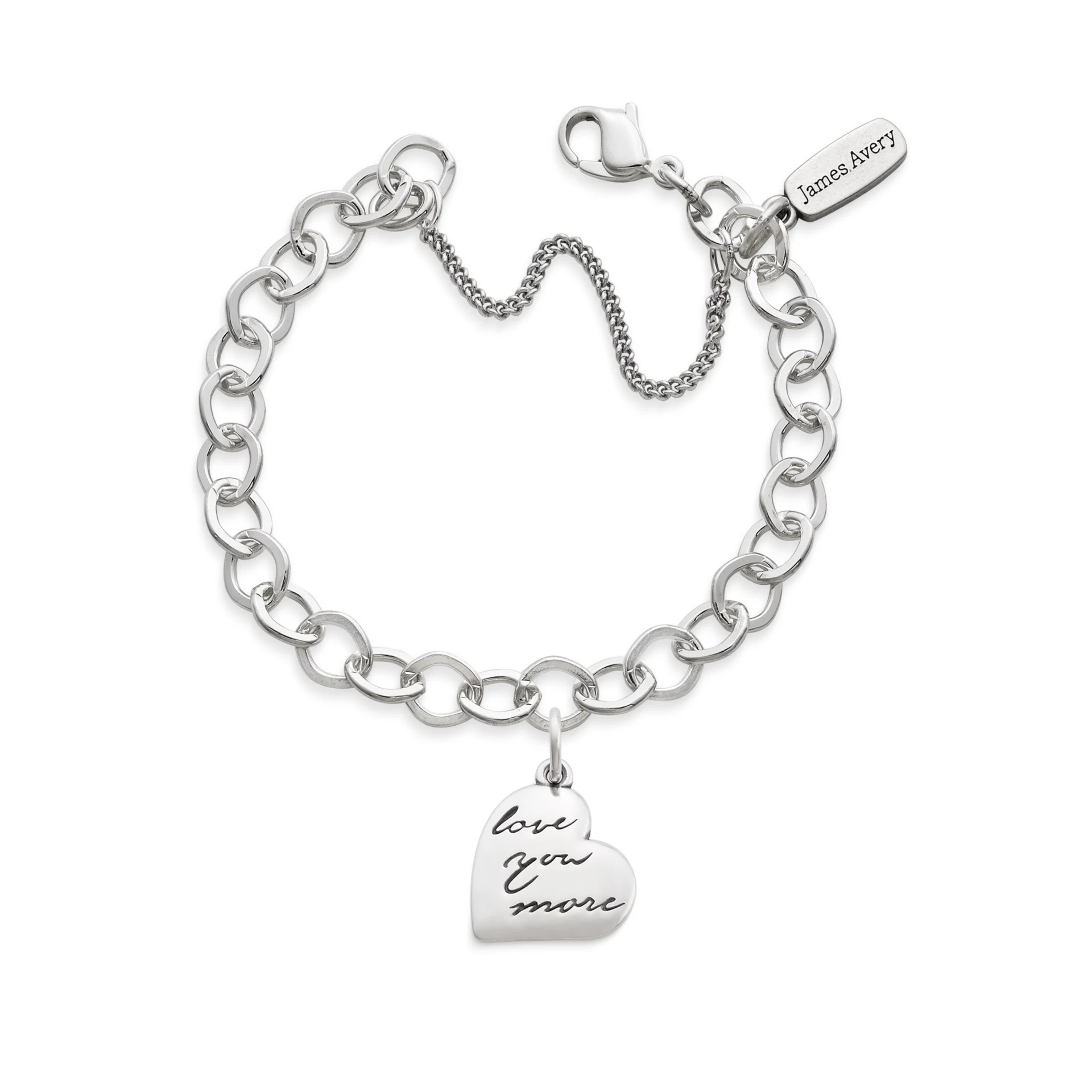 Love You More Charm on Forged Link Charm Bracelet