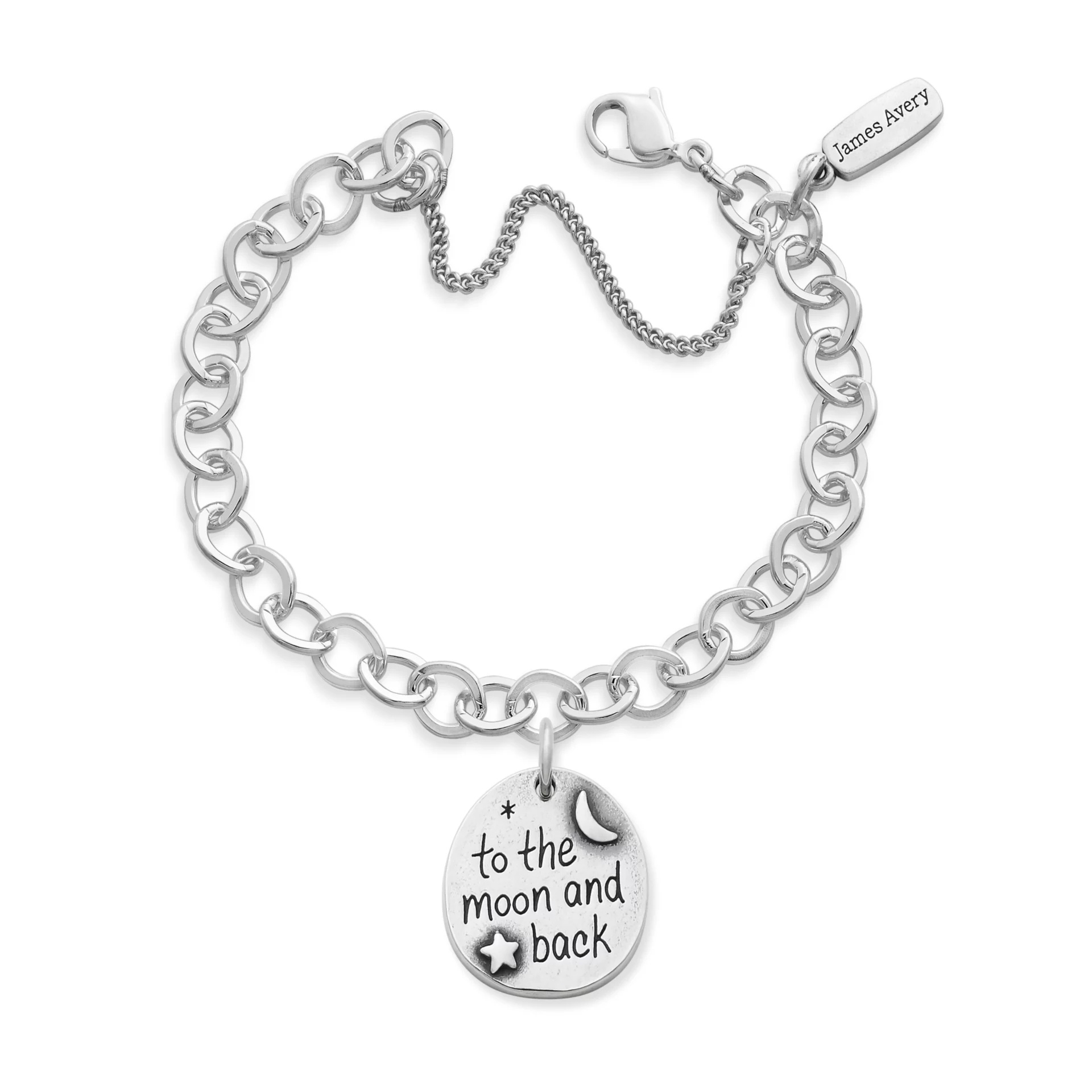 To the Moon and Back Charm on Forged Link Charm Bracelet