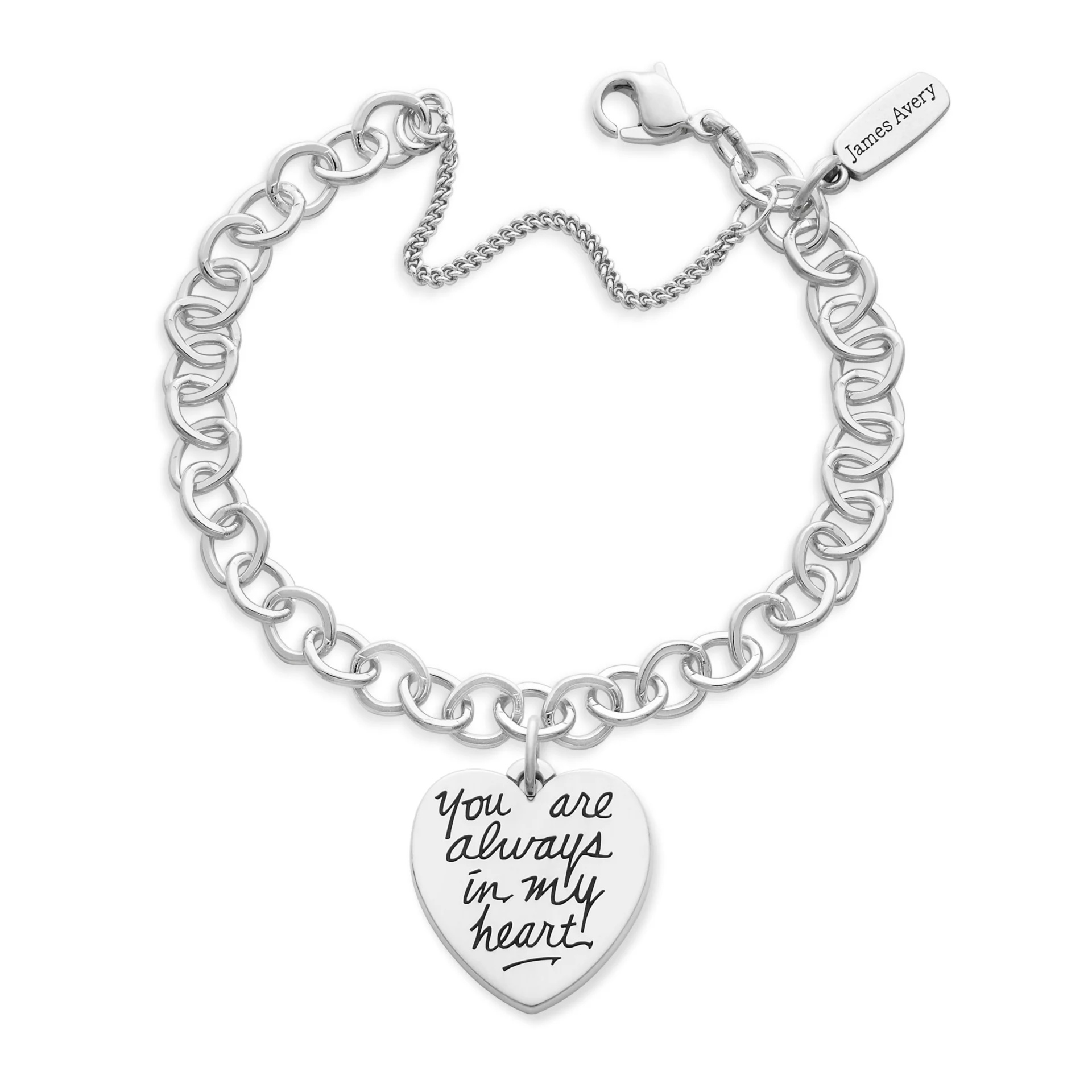 You Are Always in My Heart Charm on Forged Link Charm Bracelet