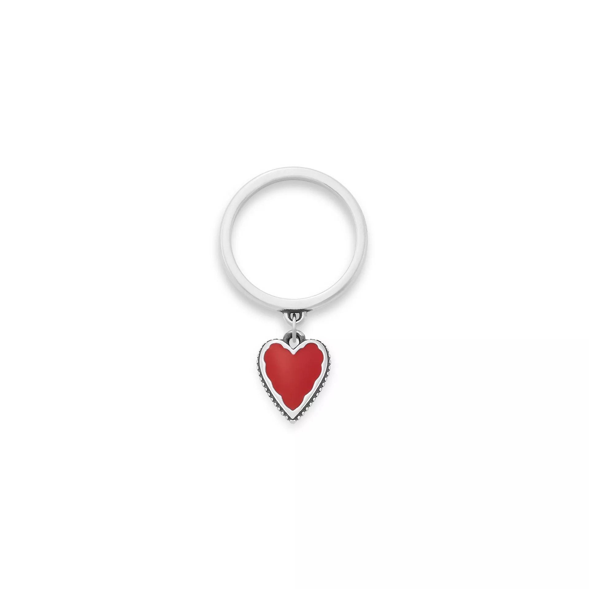 Small Enamel Heart Charm Dangle Ring
