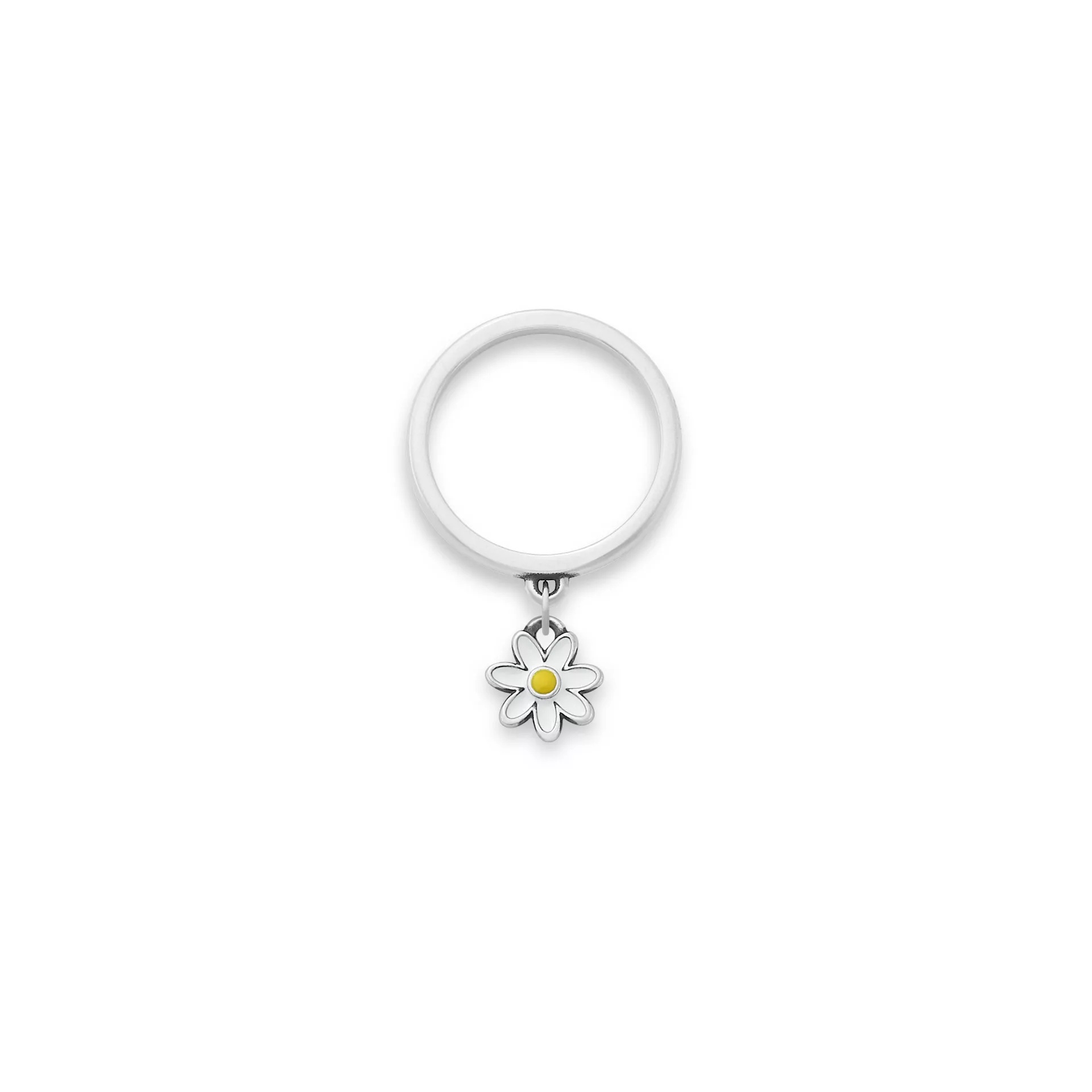 Enamel Mini Flower Charm Dangle Ring