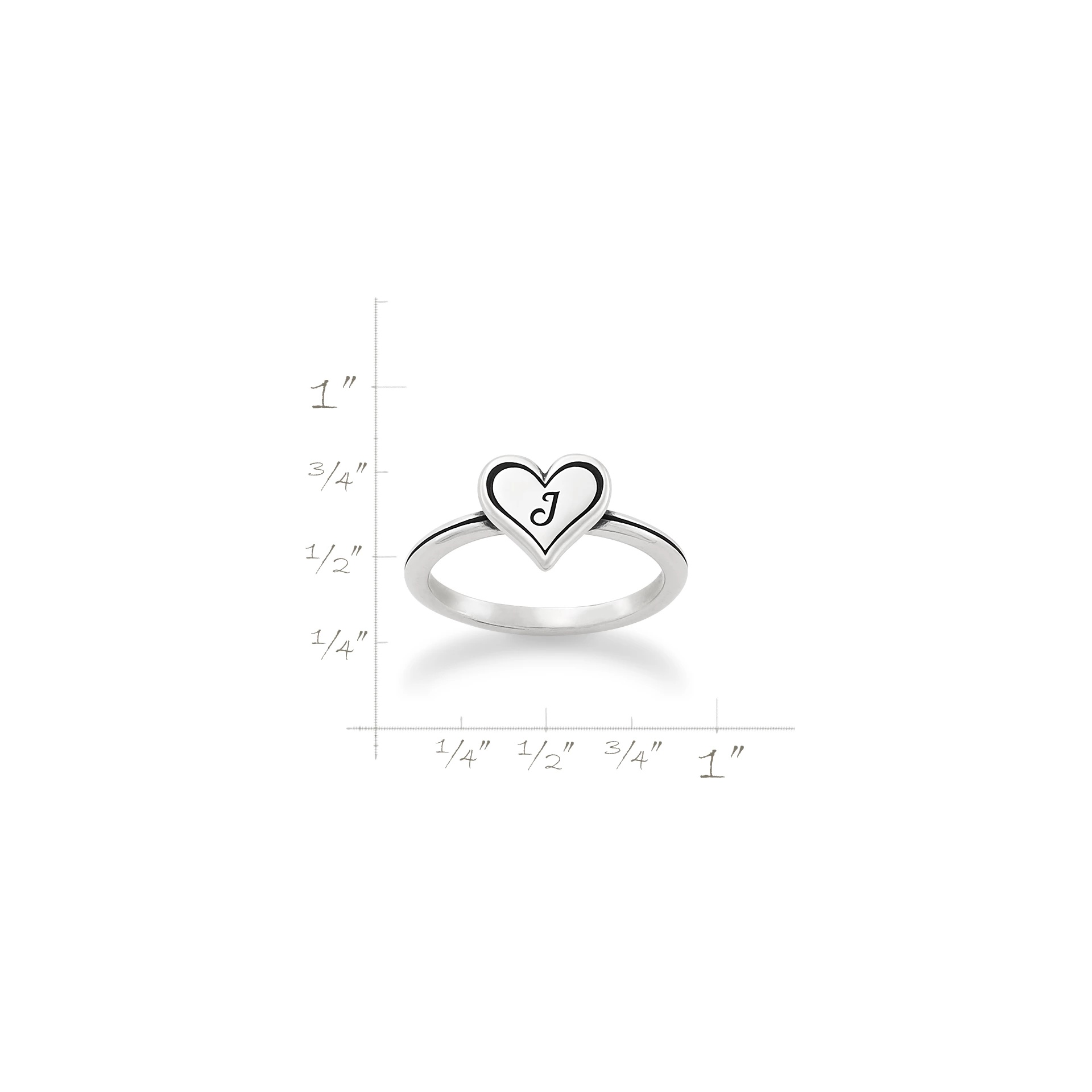 Delicate Heart Initial Ring - Image 4