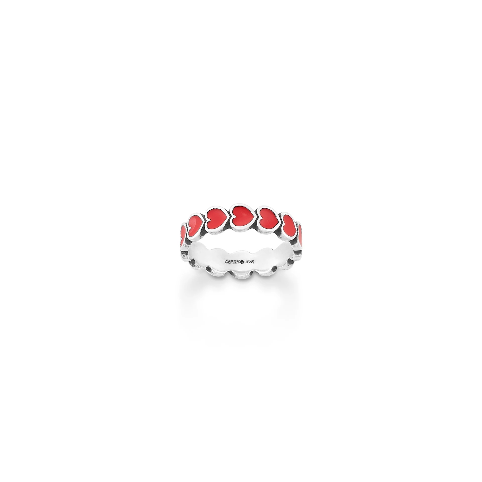 Enamel Connected Hearts Ring